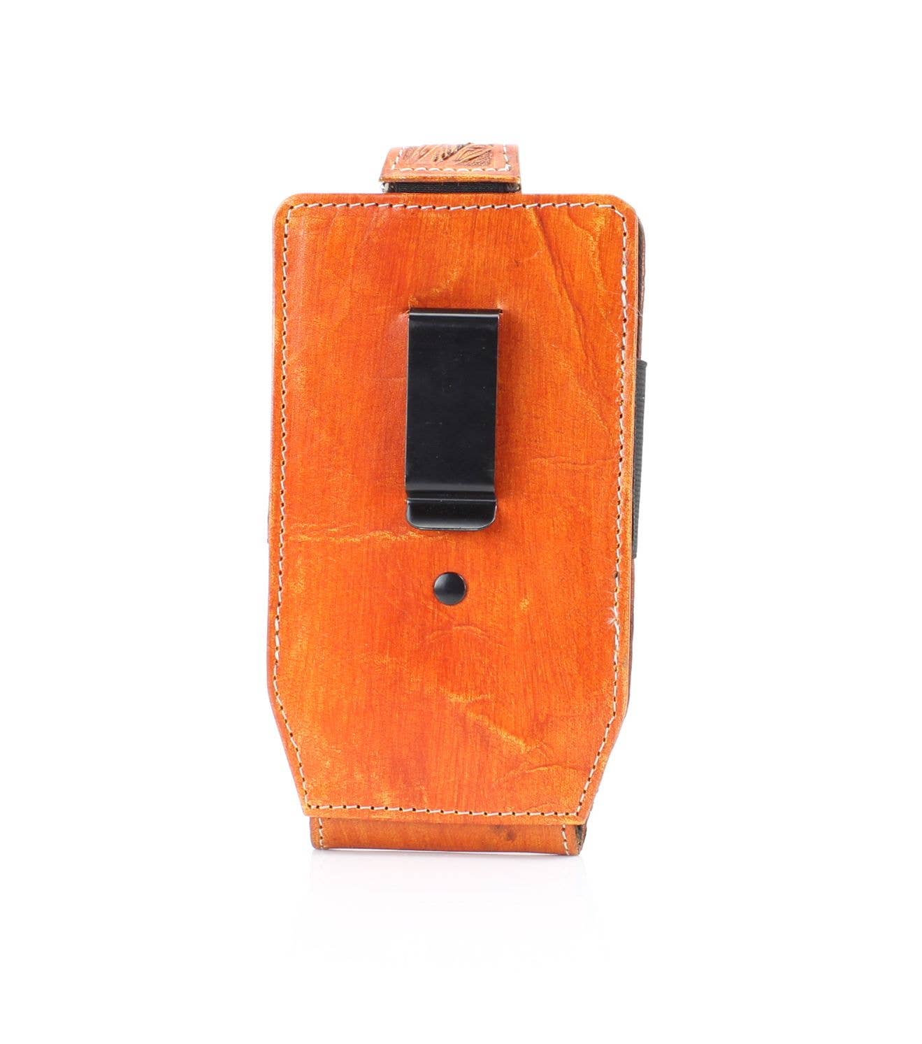 American Bison Floral Tooled Leather Phone Case for Belt