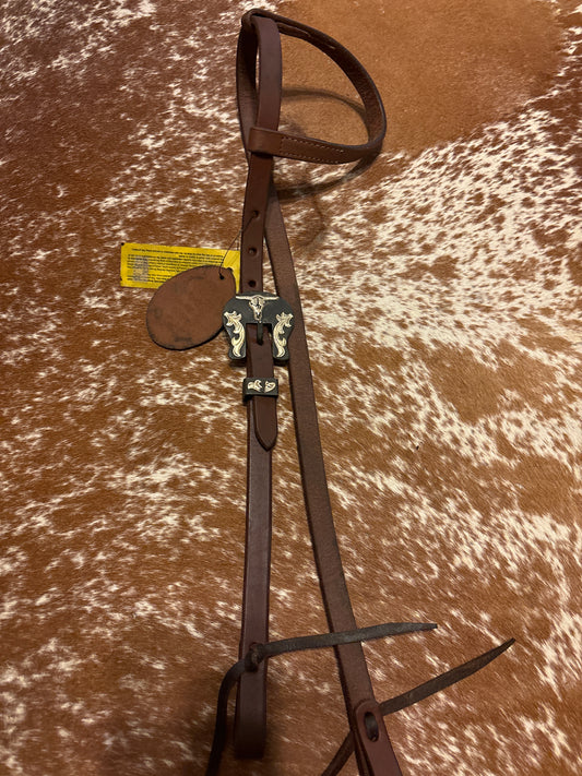 Oiled Single Ear Headstall with Steer Buckle