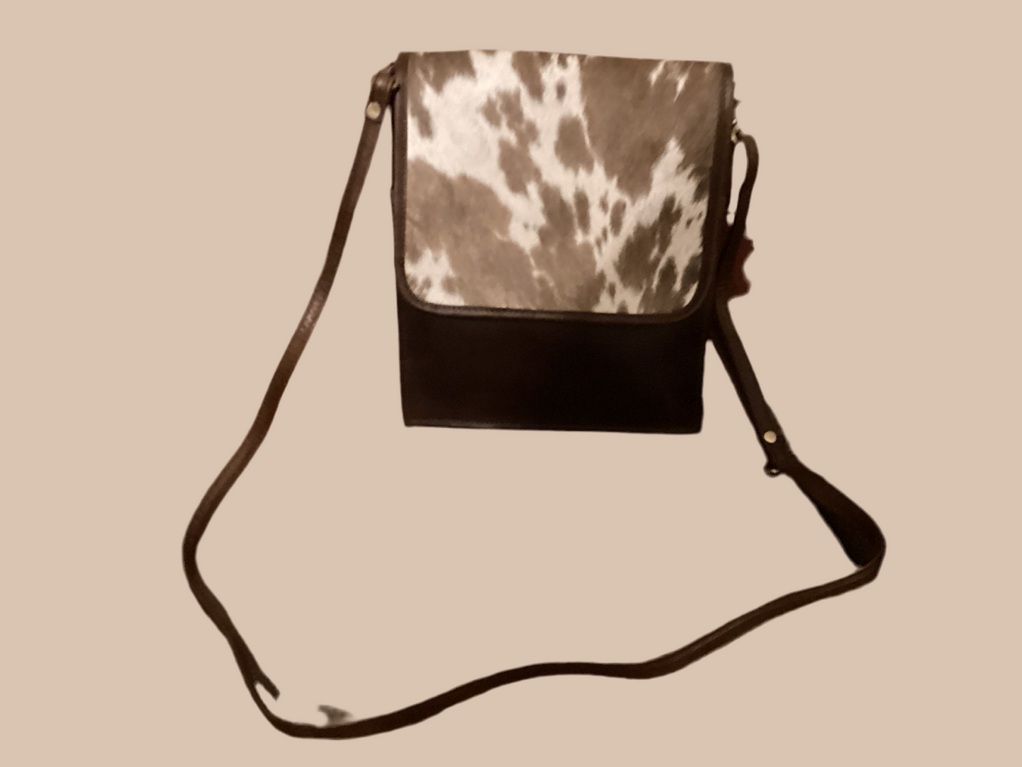 Leather Crossbody Bag with Hair on Cowhide