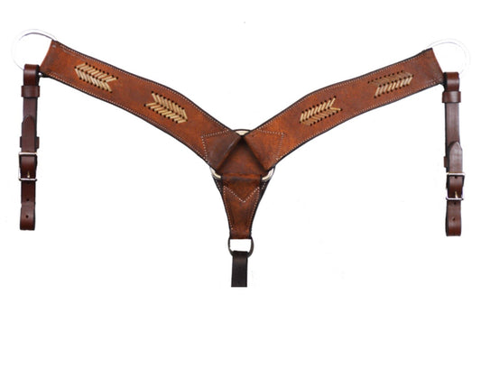 2 3/4" ROUGHOUT + RAWHIDE ARROWS BREAST COLLAR (DARK OIL)