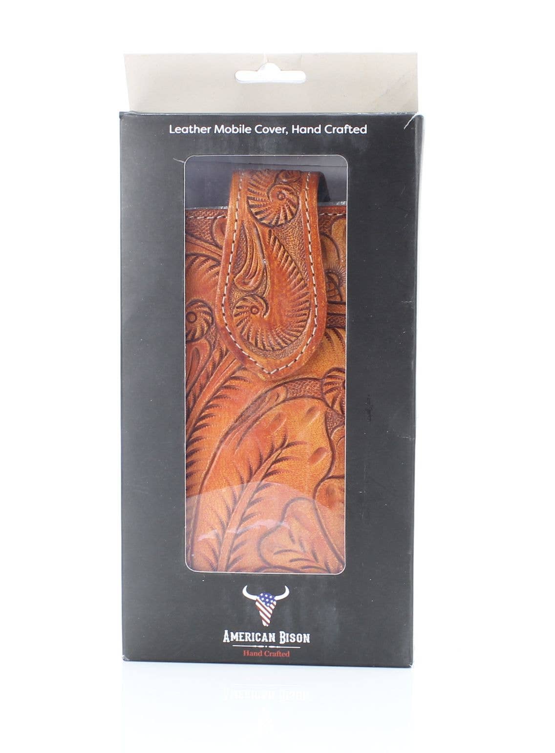 American Bison Floral Tooled Leather Phone Case for Belt