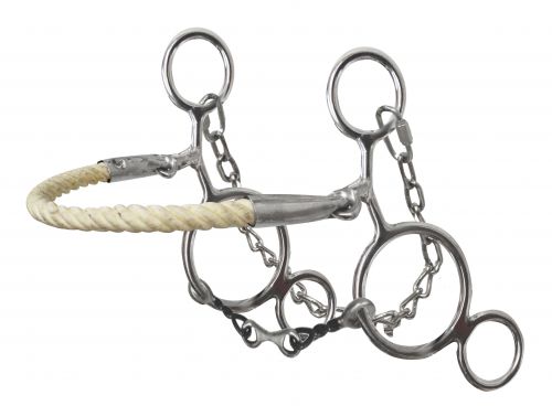 Stainless Steel Rope Nose Hackamore With Twisted Dog Bone Mouth