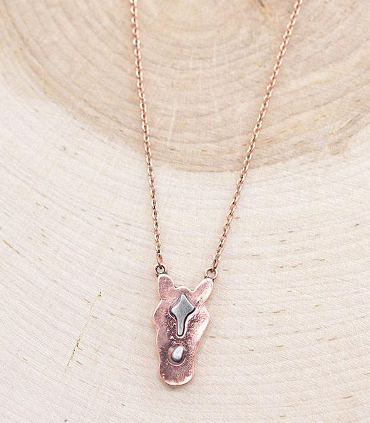 Copper Horse Pendant Necklace