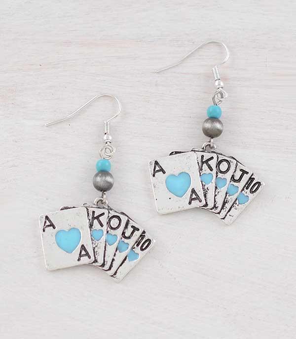 Turquoise Playing Card Earrings