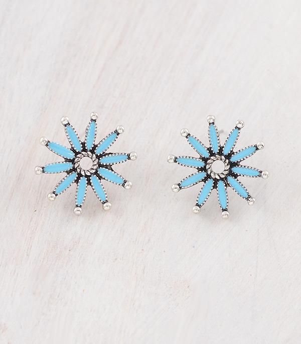 Turquoise Spur Rowel Earrings