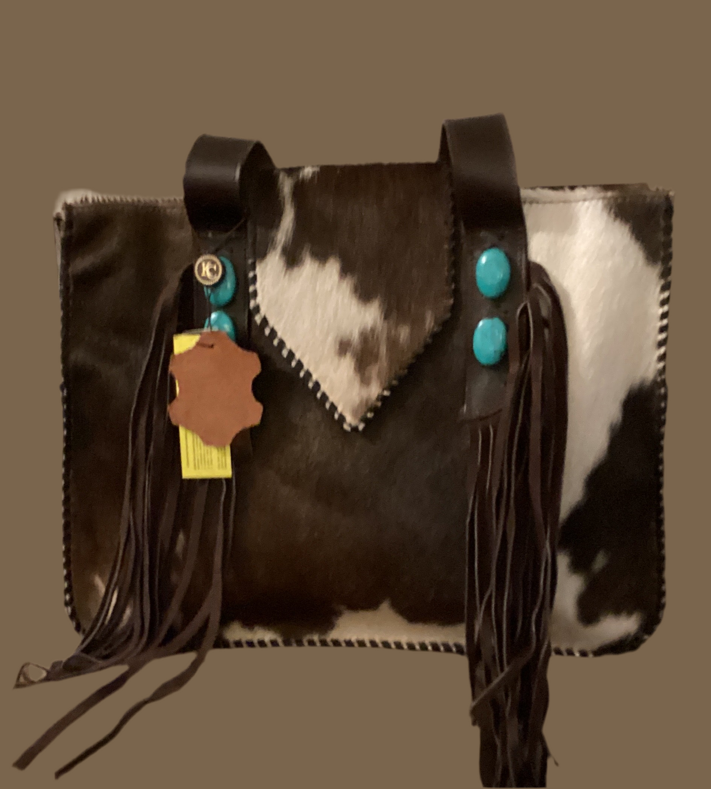 Cowhide Tote bag with Fringe