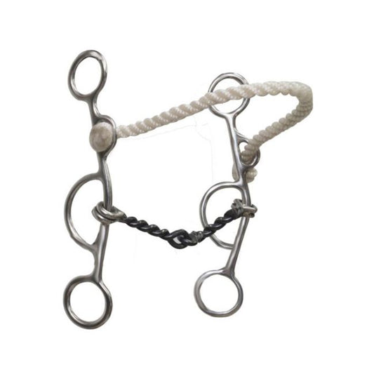 Stainless Steel Combination Bit with Twisted Snaffle and Rope Nose