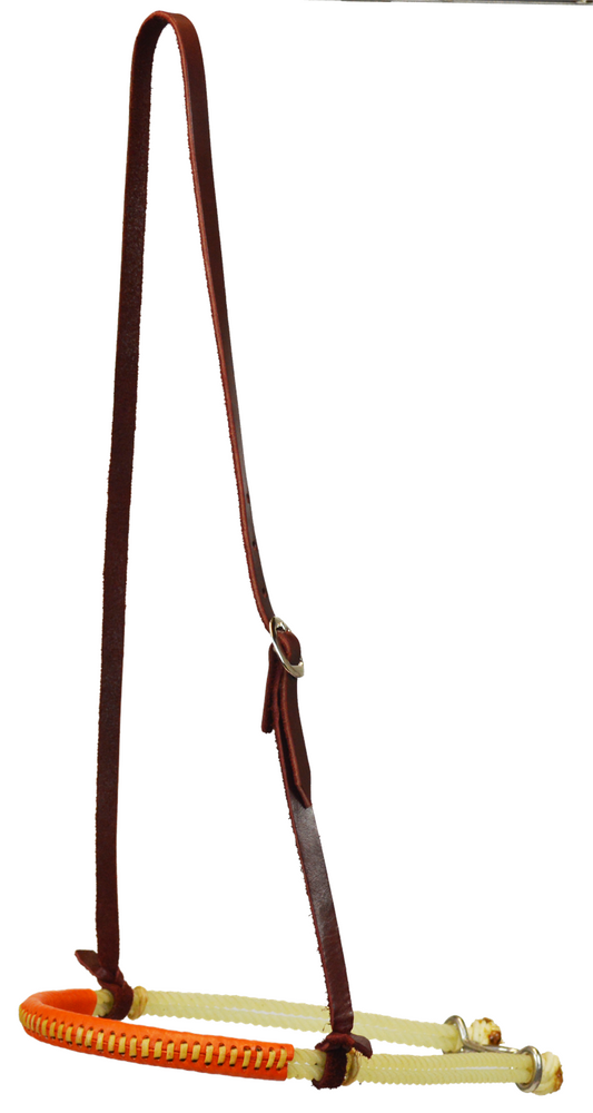 DOUBLE ROPE TIE DOWN NOSEBAND - LEATHER WRAPPED