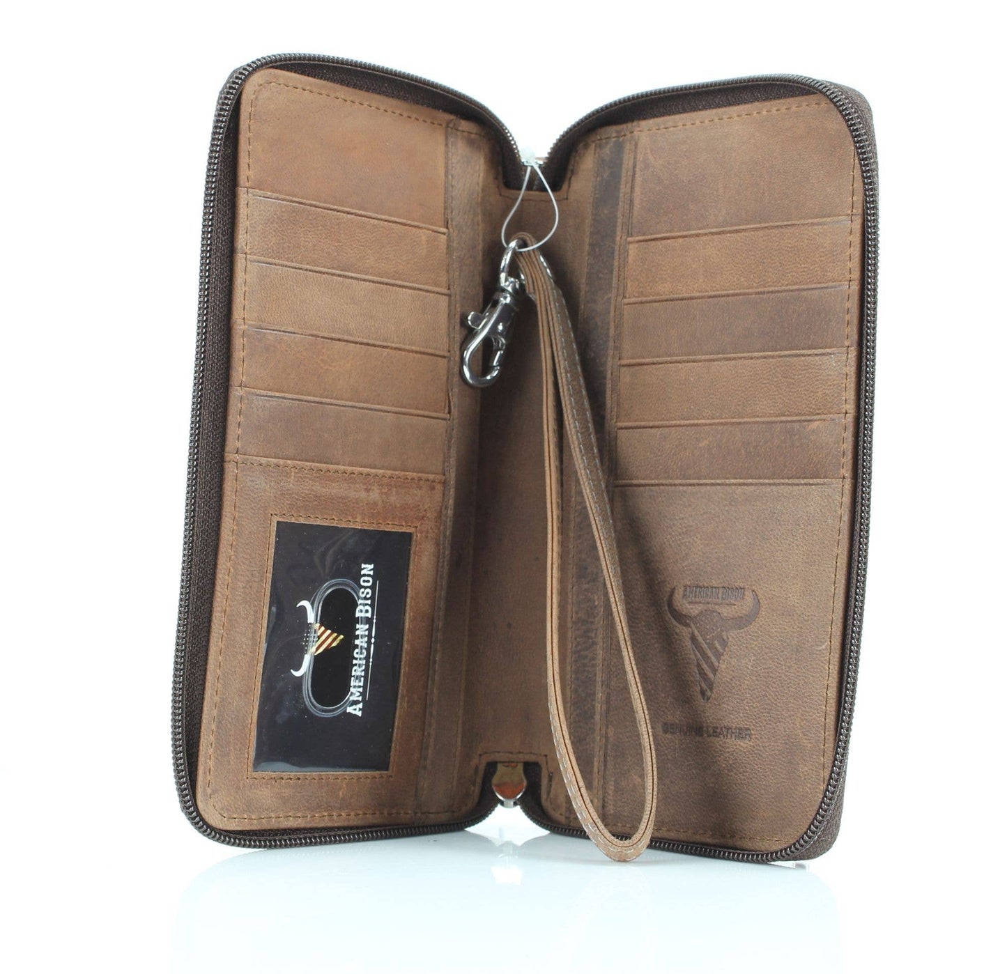 American Bison Floral Tooled Ladies Wristlet