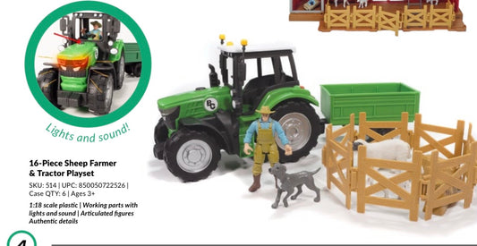 Sheep Farmer and Tractor Playset