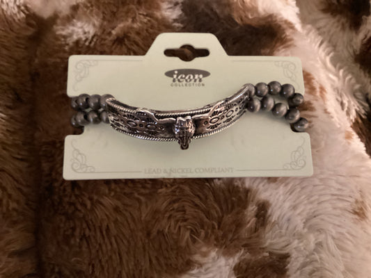 Steer Skull Navaho Pearl Bracelet