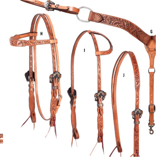 Guns and Roses Natural slipear Headstall