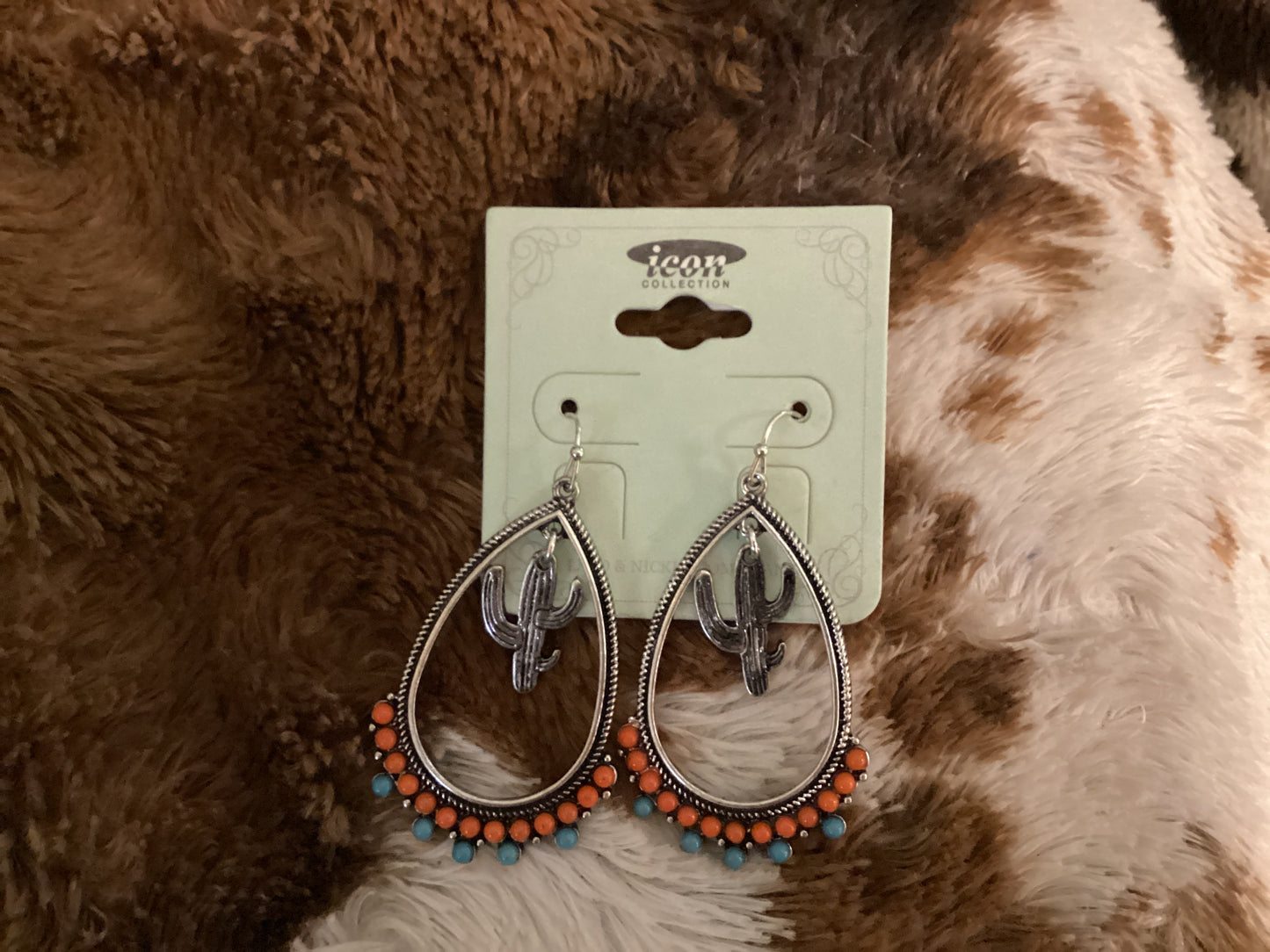 Cactus Charm Teardrop Earrings