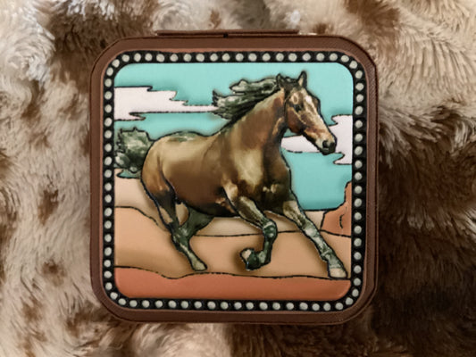 Horse travel jewelry case