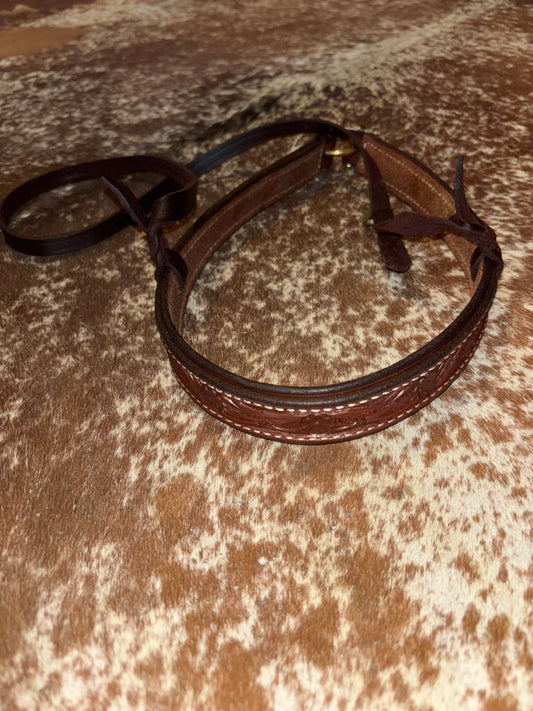 Dark Oil Tooled Leather Noseband