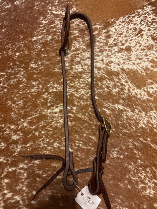 Oiled Single Ear Headstall with Brass Buckle