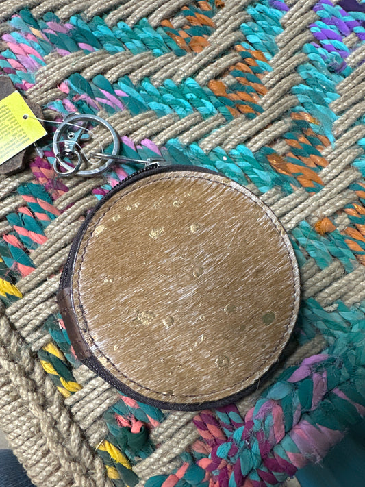 Acid Wash Cowhide Coin Purse