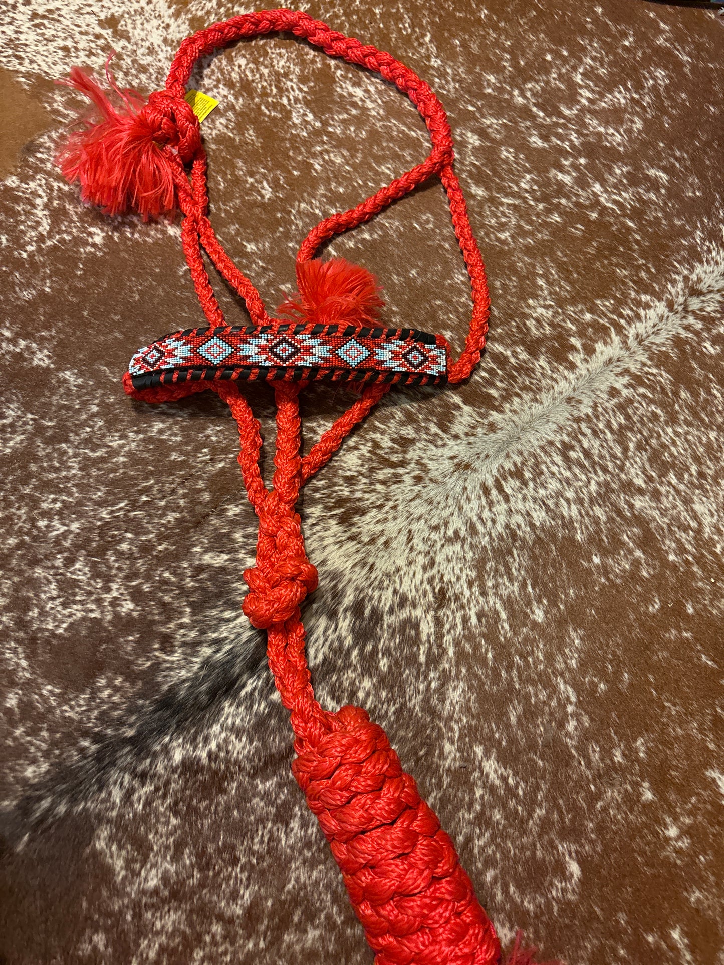 Red Beaded Mule Tape Halter