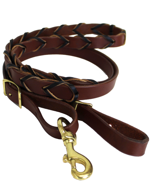 3/4" LACED HARNESS LEATHER BARREL REIN (DARK OIL)