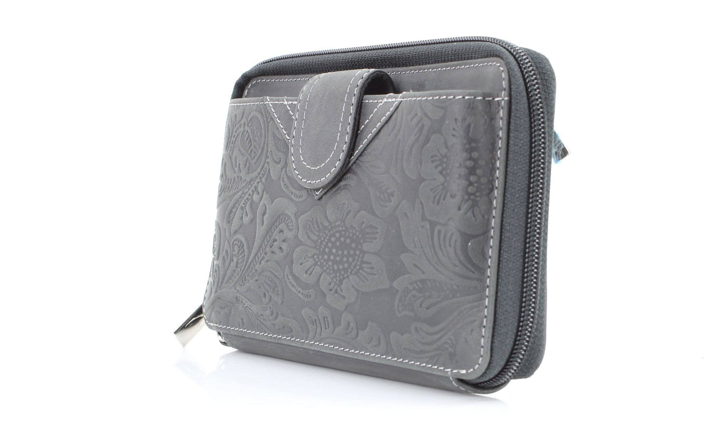 American Bison Floral Tooled Ladies Wristlet