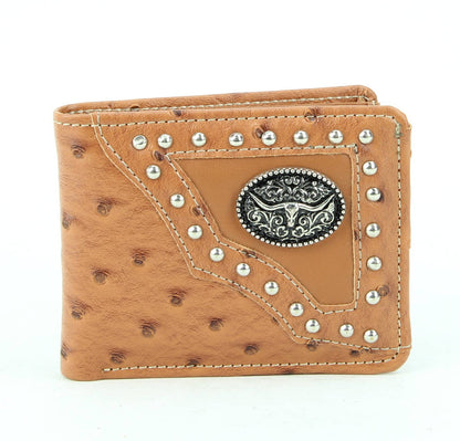 American Bison Vegan Leather Concho Bifold w Steer Medallion
